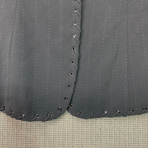 Chesca Womens Black Pinstripe Blazer W/ Lace-Up Detail Size 16 Single-Breasted - Picture 8 of 10